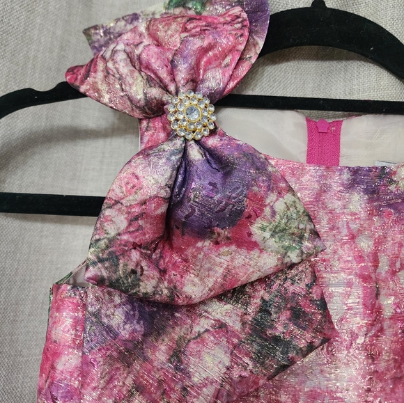 Rare Editions Big Bow Shoulder Fancy Party Dress Puffy Pastel  - Girls Size 6X. - Picture 7 of 9